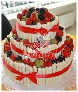 Svatební dort s ovocem č.169. višňová tmavý